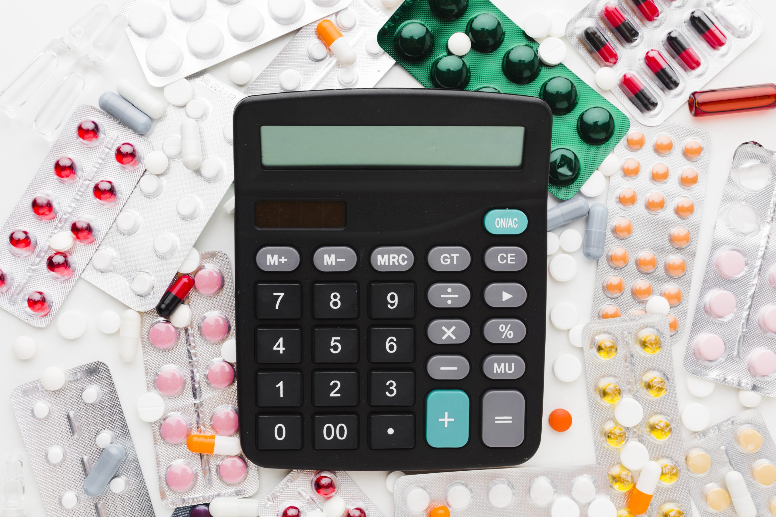 top-view-calculator-various-types-pills